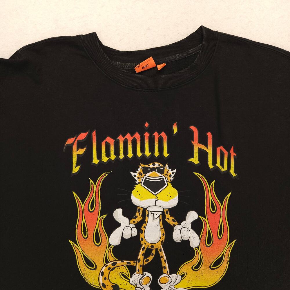 Cheetos Flamin Hot Long Sleeve Pullover Sweatshirt Mens Size Large L Black